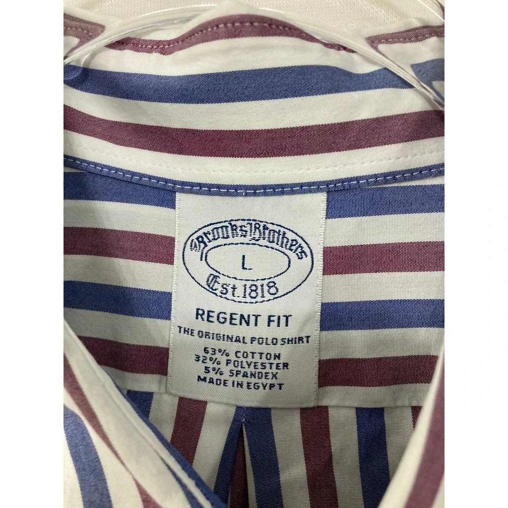Brooks Brothers Shirt Large Regent Fit Multi Color Striped Cotton Blend Preppy‎